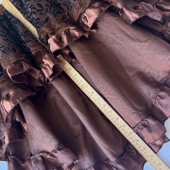 Pirate Steampunk Ruffle Skirt High-Low Victorian Women Brown Skirt Adult M/L - Picture 4 of 7